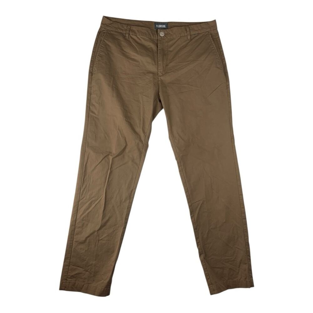 Linksoul mens size 34 Tan Chino Pants Casual Cotton Blend 34 x 29 golf khaki